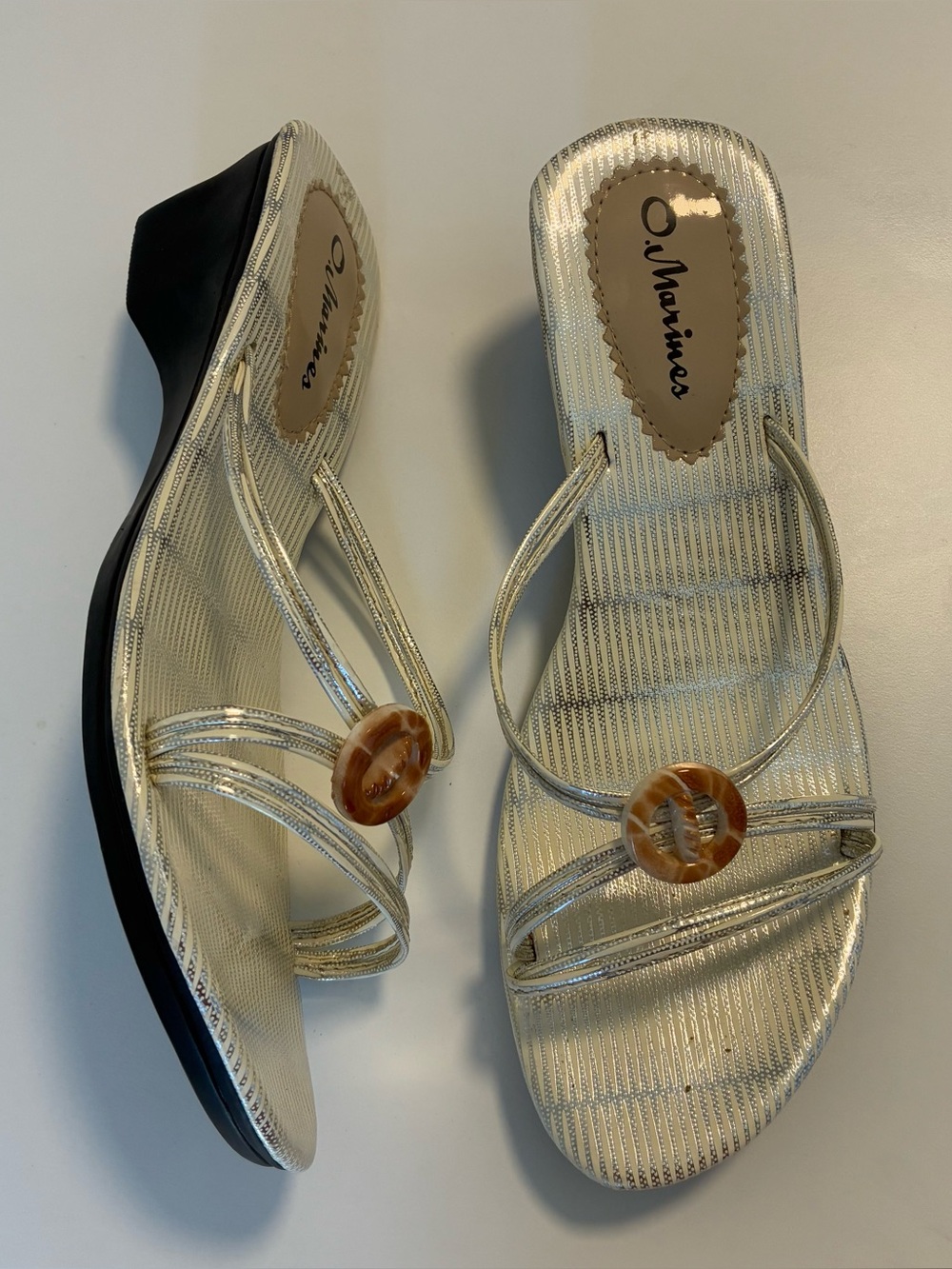 Y2K silver Sandals w seashell size 39